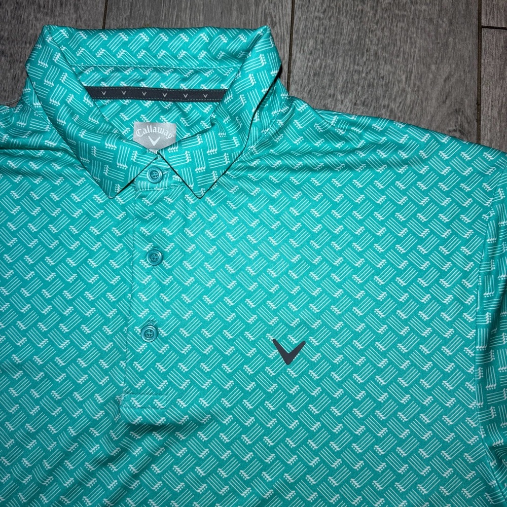 Callaway Opti-Dri Polo Shirt Allover Print Golf Clubs Men’s Size XL Logo NWoT
